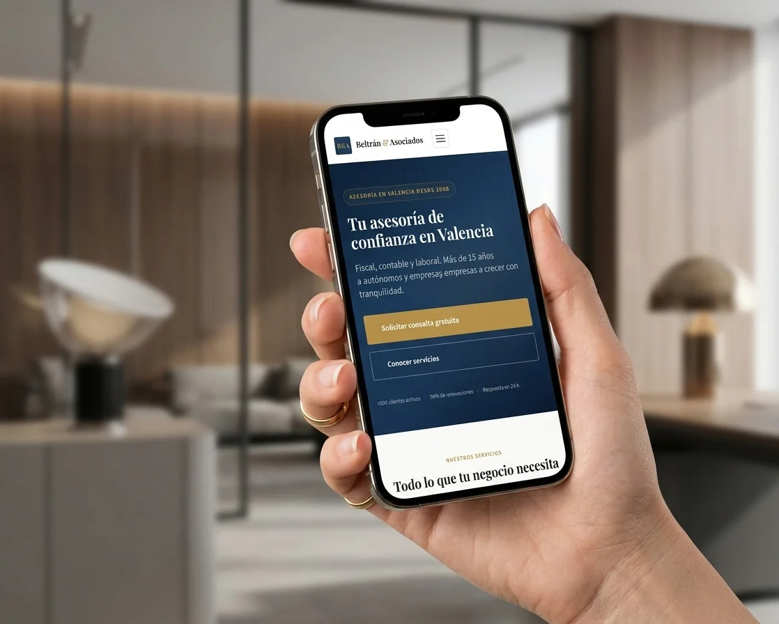 Página de servicios de Beltrán y Asociados