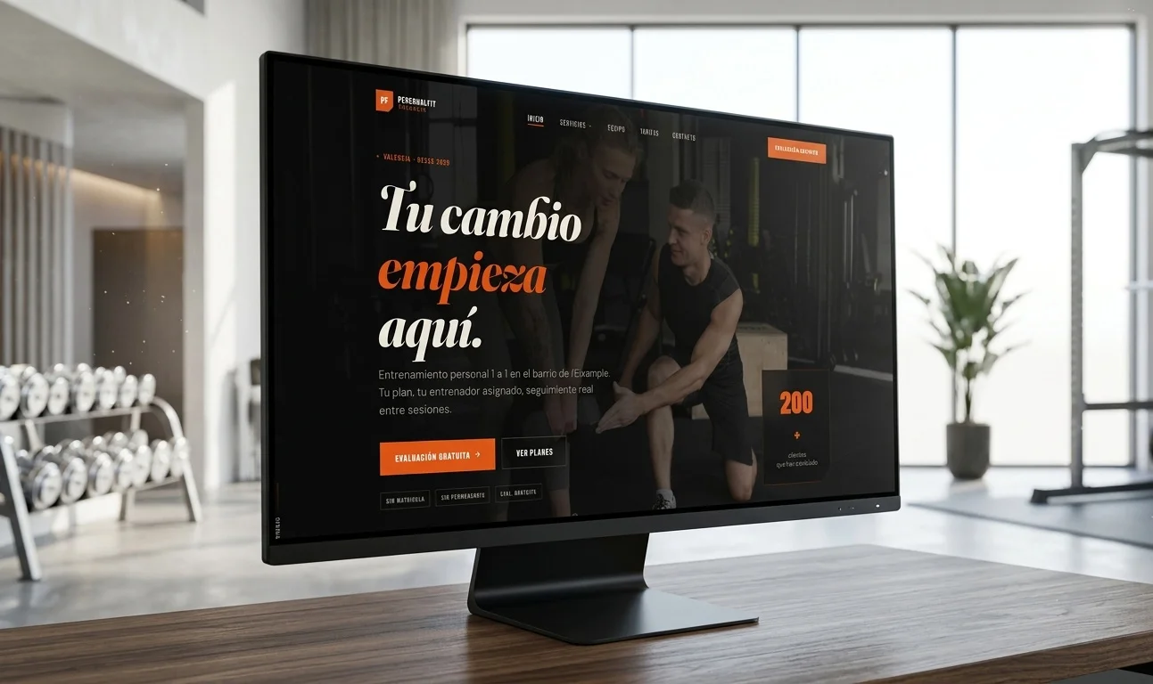 Vista general de la web de Personalfit Valencia